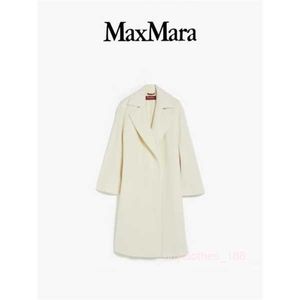 Women's Coat Cashmere Coat Designer Fashion Coat MaxMaras Womens Alpaca Wool Loose Coat White