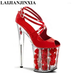 Scarpe vestite laijianjinxia da 8 pollici tacchi alti sandali di cristallo sexy sandali da donna aperta fibbia punta a piedi da 20 cm festa con tacco alto