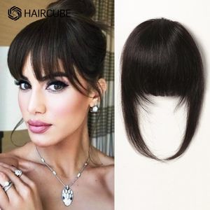 Clipe na franja 100% Human Hair Bangs grossa francesa natural de cabelo castanho preto com clipe de templos em lojas de finge para mulheres 240415