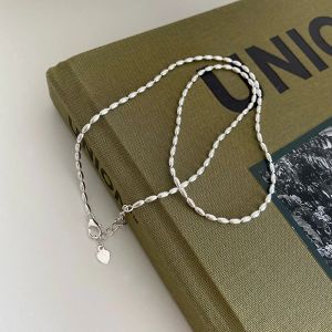 925 Sterling Silver Necklace med enkla geometriska pärlor Choker Glänsande och delikat benben för kvinnors modesmycken