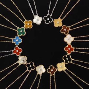 Designermarke Van 18K Roségold Clover Collar Kette Rotes Achat schwarzer Fritillaria High Edition Womens Halskette mit Diamantanhänger