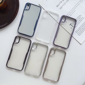 Роскошные лезвия матовая хромированный мягкий TPU корпуса для iPhone 15 плюс 14 13 Pro Max 12 11 XR XS x 7 6 8 Crystal Clear прозрачная прозрачная матовая металлическая металлическая мобильная телефонная крышка