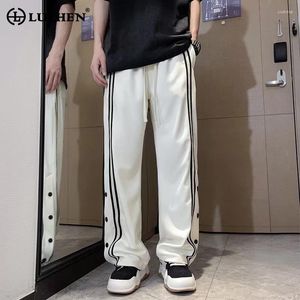 Mäns byxor Luzhen 2024 Stripe Tryckt Design Trendy Wide Leg Original Korean Stylish Street Loose Straight Trousers LZ1867