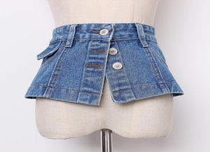 Ремни женщины 039S FADAY FADAY BLUE DENIM CUMMERBUNDDS Женское платье Корсеты украшения поясного пояс TB13828942601