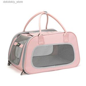 Cat Carriers Crates Houses Airline Approved Cat Carrier Breathable Portable Travel Pet Carrier for Cats and Small Dos Foldable Escape Proof Cat Handba L49