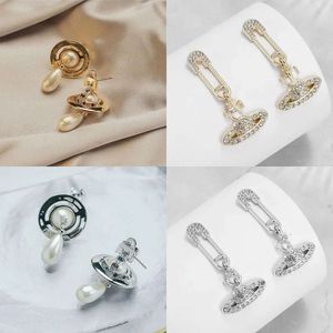 Planet Design Pendant Saturn Pearl Stud Light Style Women's Earrings Love with Original Jewel Box 2024 New Fashion