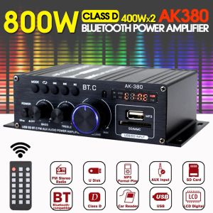 Wzmacniacz AK380 800W Wzmacniacz Bluetooth HiFi Audio Karaoke Wzmacniacz kina domowego 2 Kanałowy Power Class D Wzmacniacz USB SD Aux Wejście