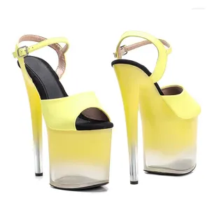 Dress Shoes 20cm/8inches Shiny PU Upper Electroplate Platform High Heel Sandals Sexy Model Pole Dance 126
