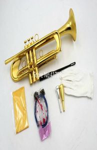 New Arrival Bb Trumpet brush gold plated Yellow Brass Bell Professional Musical instrument With Case 2098647