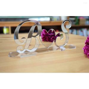Party Supplies Custom Inledande bokstäver Personlig akrylspegel skrivbord Ornament bröllopbord dekoration gynnar brudgummen och bruden gåvor