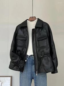 Damenleder 2024 Hasing echte Down Jacket Short Taille Collection Sheepskin High-End Winter Trend