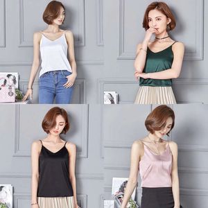 Ernte Sommer Camisole Seiden Satin Halter Tanter Frauen Camis sexy ärmellose Weste Tops Roupas Femin Cropped S Ped