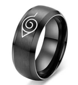 Аниме -кольцо прекрасные украшения 8 мм черные крутые ювелирные украшения из нержавеющей стали мужские аксессуары USA Size2121332