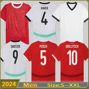 2024オーストリア2024ユーロサッカージャージホームアウェイオーストリアナショナルフットボールチームキットメンズトップスティーシャツユニフォームセットレッドトップホワイトトップス