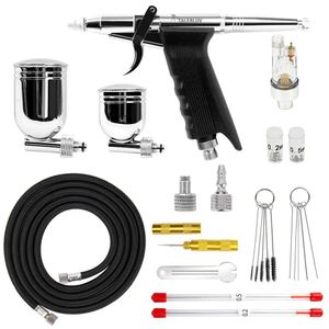 Precision DualAction Airbrush Kit with 020305mm Needles 7cc12cc Cup Air Hose Cleaning for Cake Nail Art Tattoo Makeup 240408
