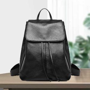 Koreanisch 2024 Ausgabe Trendy Umhängetasche Echtes Leder Damen Kopfschicht Cowide Casual Rucksack