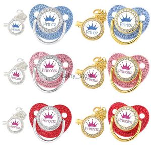 PACIFIERS# NYHET Baby Pacifier Chain Clips Crown Princess Prince Pacifier Holder Silicone Nipple Luxury Spädbarn Teether New Born Shower Giftl2403