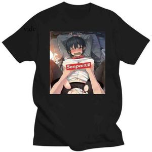 Y2K Brand Man Clothing Hentai Senpai Funny Anime and Manga Rozmiar M-3xl US 100% bawełniany trend mody Mężczyzn bawełniany marka TEESHIRT 2730