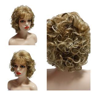 Short Wig Curly Wig for White Black Women Natural Synthetic High Fiber French Deep and Bohemian Loose Deep Curly Daily wear Elegant and charming