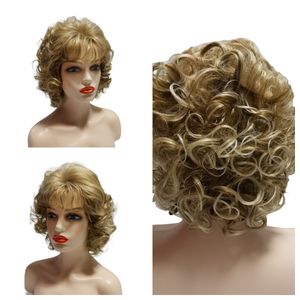 Parrucca corta parrucca riccia per donne nere bianche naturali sintetici in fibra alta francese profonda e bohémien sciolte curly riccio quotidiano indossa elegante e affascinante