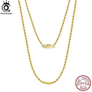 Colares pendentes Orsa Jewels 18K Ouro sobre o autêntico colar de corrente de corda de corda de 1,7 mm de 1,7 mm para homem para homem de reviravolta SC29 240419