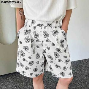 Męskie spodenki Incerun męskie spodenki kwiat przycisk drukowania Lato 2024 Casual Men Bottoms Streetwear Loose Fashion Rekrut Męskie Szorty S-5xl 240419 240419