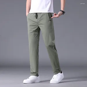 Męskie spodnie cienkodowe jedwabne zwykłe mężczyźni 2024 Letnie proste rurka Szybkie suszenie sportowe ubranie męskie