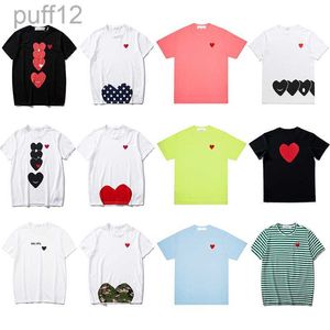 Play Fashion Mens T-shirts Designer Red Heart Shirt Casual Tshirt Cotton Embroidery Short Sleeve Summer T-shirt Asian Sizes KBP2