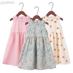 Vestidos de menina vestidos de verão para meninas crianças 2 a 12 anos Princesa Pêssego floral