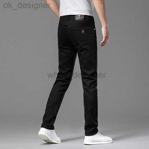 Designer Jeans for Mens Black white jeans men's straight fit small feet spring summer thin long pants elastic high-end versatile Fashion pants DD76622