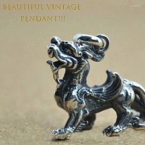 Chains 925 Silver Vintage Kirin Divine Beast Chinese Style Necklace Embossed Design Pendant Classic And Domineering Banquet Jewelry