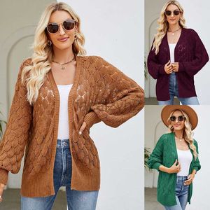 Frauenpullover neuer loser und fauler Stil mit mittlerem Länge Pullovermantel Frauen Design Feeling Hlogles Strick -Sweater -Strickjacke Mode Tems Tops