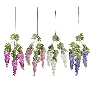 Decorative Flowers Artificial Wisterias Flower Faux Vine For Wedding Party Tridented Retta Floral Wall Decorations Porch Garden