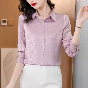 Camicia di seta da donna a maniche lunghe 2024 primavera e autunno New Professional High End Middle Egient Mulberry Top