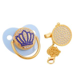 젖꼭지# Bling Crown Pacifier Pacifiers Chain Clip BPA 무료 실리콘 유아 젖꼭지 젖꼭지 젖꼭지 더미 멍청한 새로 얻은 아기 소년 소녀 선물 0-24ml2403