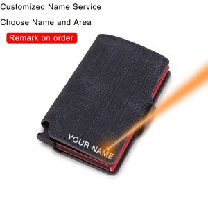 Posiadacze Dienqi dostosuj uchwyt na kartę kredytową metalowy portfel Minimalistyczny portfel RFID Smart PurseCardCard Card Carder Nederlands z nazwiskiem