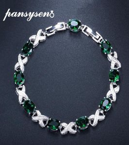 Pansysen Women Party Charm -armlets Real Silver 925 Jewelry Emerald Sapphire Amethyst Armband Kvinnlig hela jubileumsgåva 158476495901