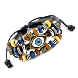 Очарование браслетов Mtilayer Bead Bead Made Turkish Evil Eye Fraided Регулируемая кожаная модная винтажная ювелирные изделия для доставки DHBVS DHBV