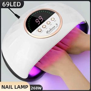 Essiccatori per unghie 268W LAMPAGNO LED UV per asciugatura per unghie Lampada per asciugatura per chiodi 69leds vernice gel UV con display LCD lampada UV per salone manicure Y240419BL9F