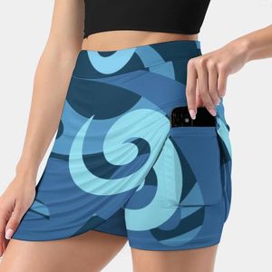 Saias Koru Design Blue Woman Fashion 2024 Pant Skirt Mini Office Short Maori Art Zealand NZ