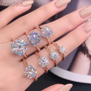 حلقة Solitaire Iogou D Moissanite Ring 3CT خاتم الخطوبة الماس Solitaire للنساء 2CT Moissanite مع شهادة 14K Rose Gold Ring D240419