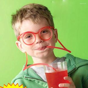 Party -Dekoration 20pcs/Los lustige weiche Gläser Stroh einzigartige flexible Trinkrohre Kinderzubehör Kinder Erwachsene DIY Strohplastik Plastik