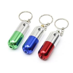 Capsule Style Metal Smoking Hand Pipe Dry Herb Tobacco Spoon Novelty Pipe with Key Chain Portable Detachable Mini Spoon Pipe Accessories