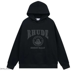 Projektant Rhude Mens z kapturem druk Drukuj długi rękaw ciepłe Y2K Bluza z kapturem Luksusowe graficzne z kapturem sweter Hip Hop Luźne bluzy Rozmiar S-2xl 835