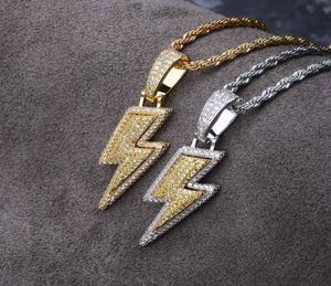 Iced Out Bling Pendant Necklace With Rope Chain Copper Material Cubic Zircon Men Hip Hop Jewelry9206123