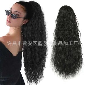 human curly wigs Contract ponytail drawstring long curled hair small curled corn perm synthetic fiber wig ponytail