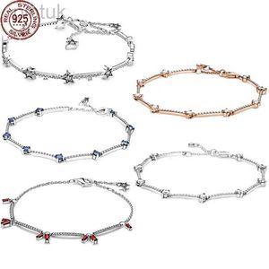 Catena Vendita a caldo 925 Sterling Silver Shiny All Zircon Bracciale Classico Bracciale con perle di moda Gioielli fai -da -te D240419