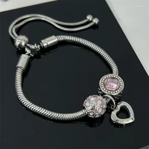 Braccialetti Link Bracciale di gioielli in acciaio inossidabile per con perline di gemma rosa con perle non fading di alta qualità