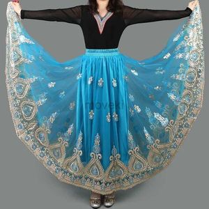 Ethnic Clothing Embroider Chinese Traditional Dance Skirt for Women National Spanish Flamenco Skirts Vintage Tibetan Dancewear Folk Outfit d240419