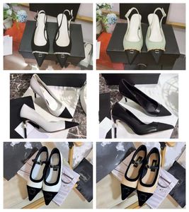 Saltos de grife slingback francês de alta qualidade sapatos 2024 moda nova traseira vazia correia de cinta baotou sandálias de salto grossas resistentes ao desgaste leve